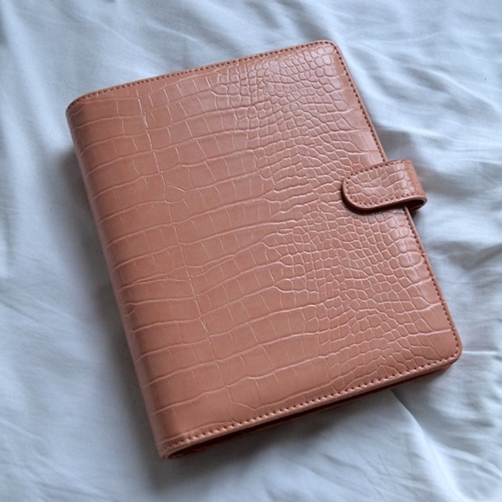 The Collected Planner Peach Rose Croc Embossed Folio Cover